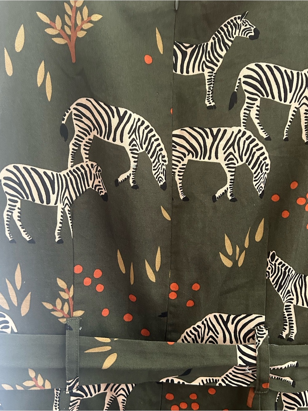 Princess Highway Olive Green Zebra Print Midi Dress with Cream and Rust Accents - Picture 5 of 7